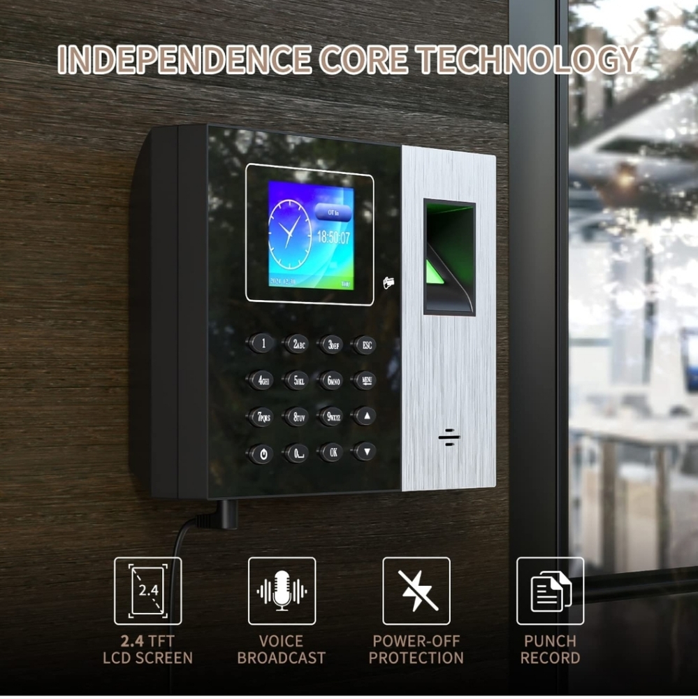 SVANTTO Time Clock for Employees Small Business with Finger Scan, RFID, and PIN
